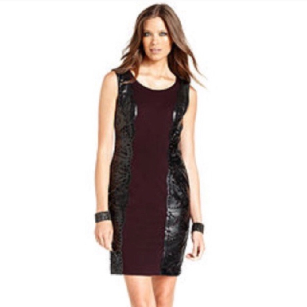 NWT Betsey Johnson Faux Leather Laser Cut Dress